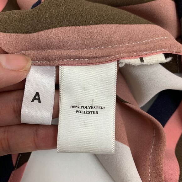 Ann Taylor Stripe Blouse Womens S Small Multi 1/2 Button Flap Pockets Loose Fit - Picture 9 of 13